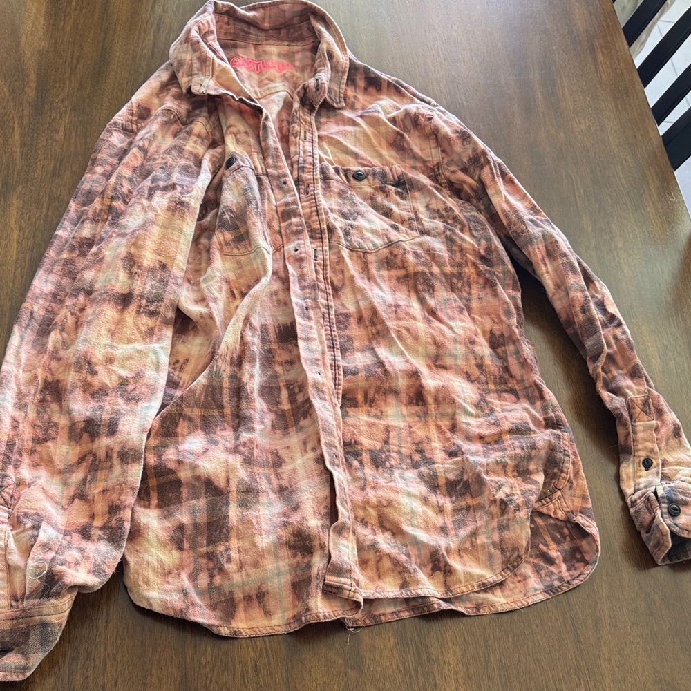 Women's Button Down Shirt in Pink and Brown